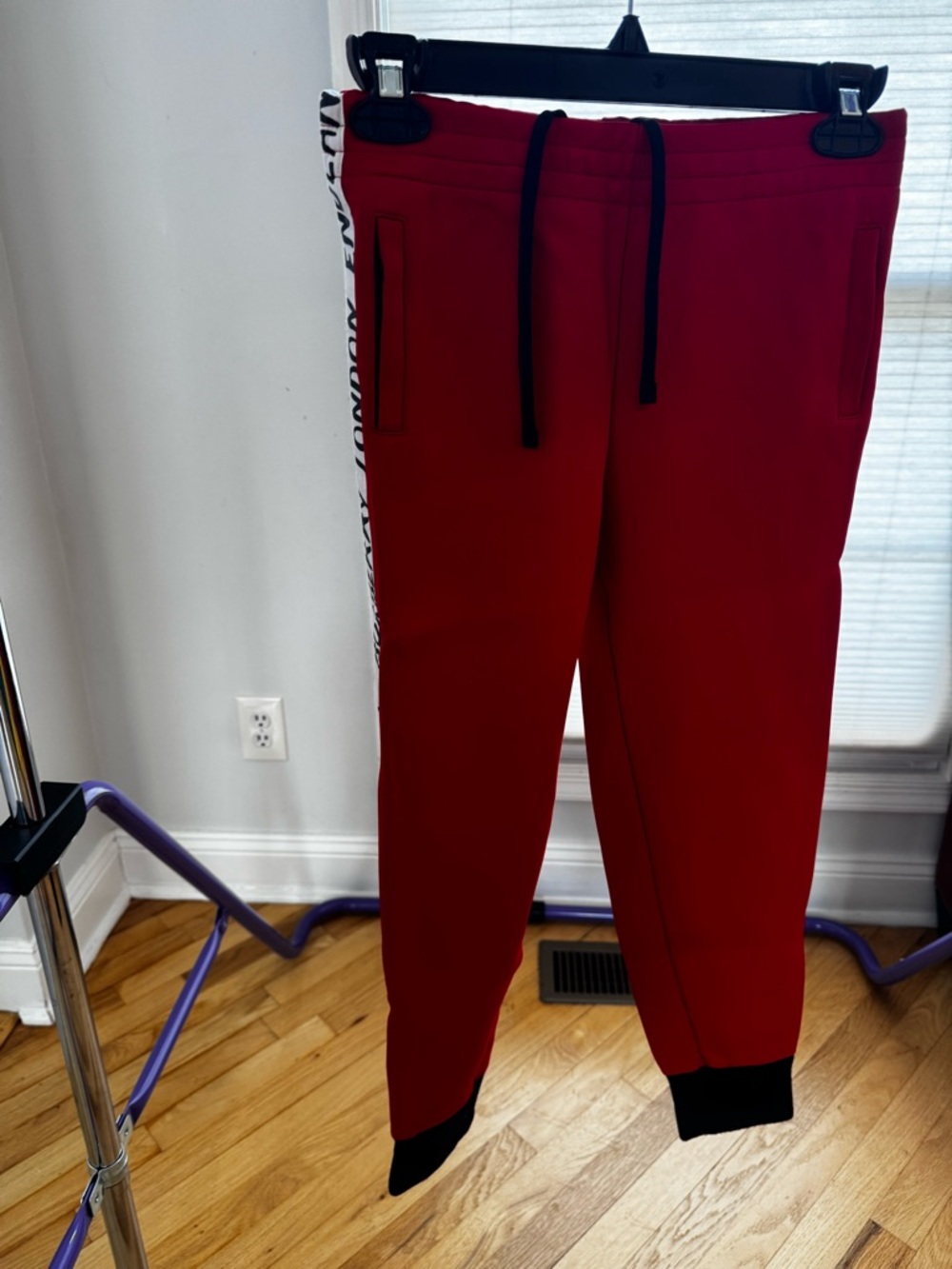 Burberry Red Kids Sweatpants with Side Logo Tape